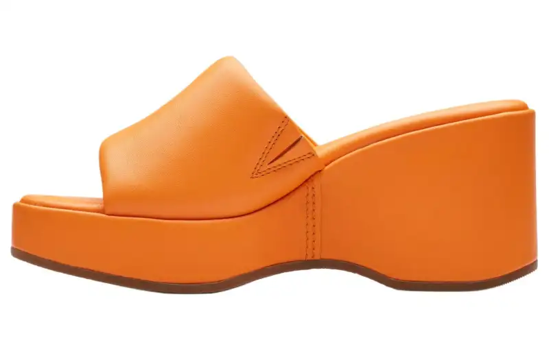 Clarks Leather Slide Slippers Women's Saffron