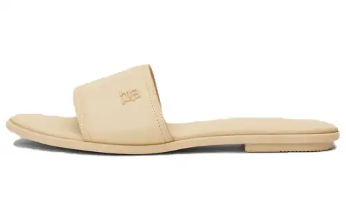 Tommy Hilfiger Leather Slide Slippers Women's Khaki