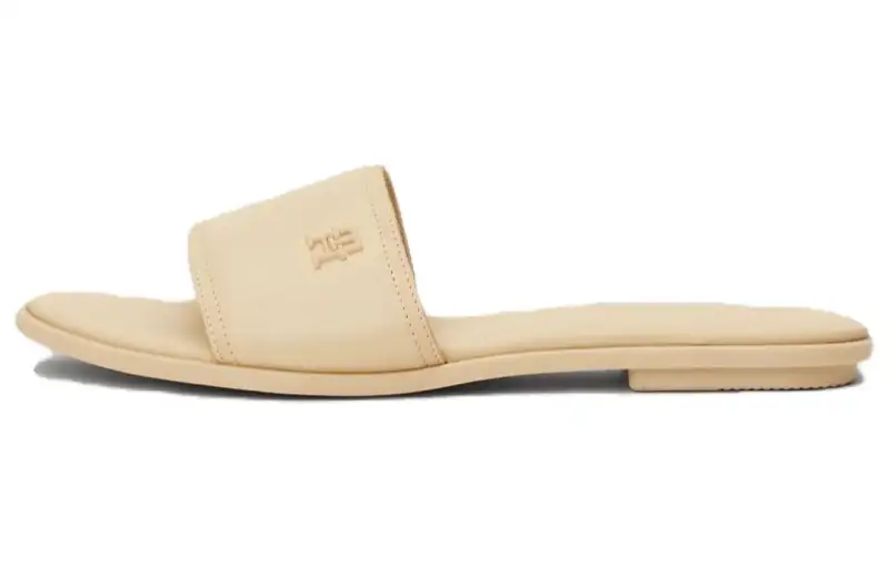 Tommy Hilfiger Leather Slide Slippers Women's Khaki