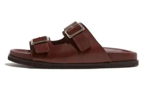 SCAROSSO Buckle Leather Sandals Women's