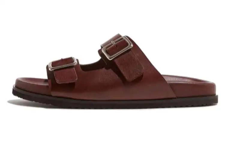 SCAROSSO Buckle Leather Sandals Women's