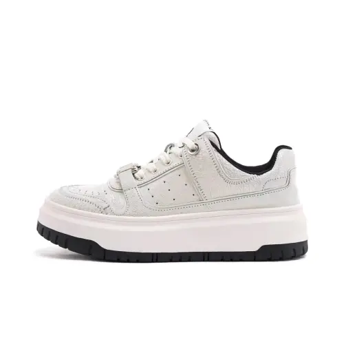CHERRY&KALIKA Slip Resistant, Abrasion Resistant, Lightweight, Breathable Low top Skateboard Shoes Women's Ecru