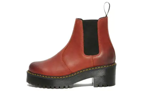 Dr.Martens Leather Short Chelsea Boots Women's Red