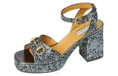 GUCCI Leather One Strap Sandals 5.8cm Women's Gray