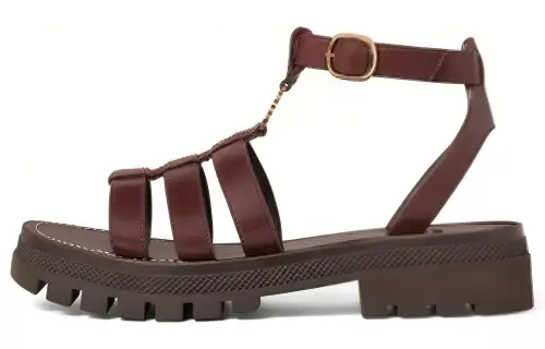 CELINE Leather One Strap Sandals Women's Brown