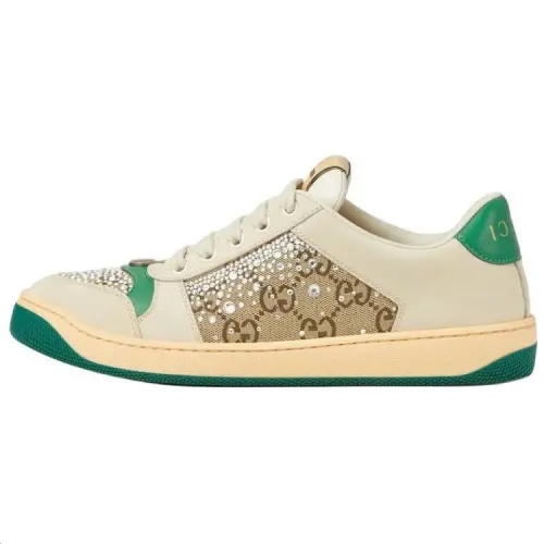 Gucci Wmns Screener 'GG Monogram Crystal - Ivory Green' Women's