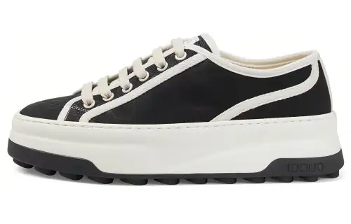 GUCCI Canvas Low top Stylish Skateboarding Shoes Women's Black White