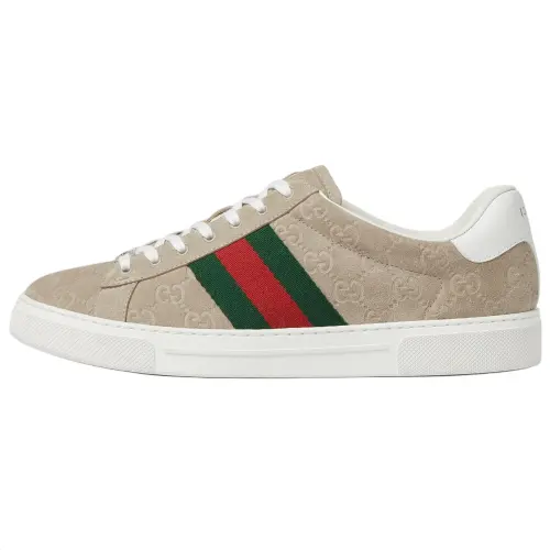 GUCCI ACE Suede Low top Skateboard Shoes Women's Oat
