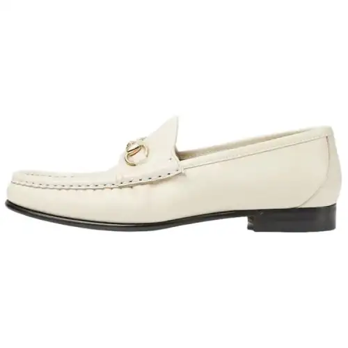 GUCCI Horsebit 1953 Leather Casual Shoes Women's White