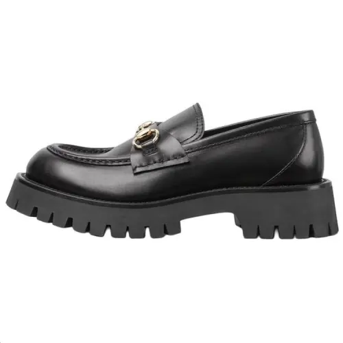 Gucci Wmns Lug Sole Horsebit Loafer 'Black' Women's