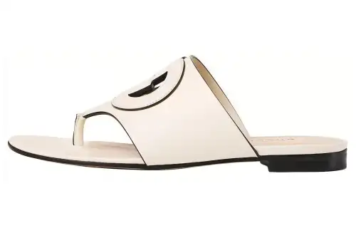 GUCCI Interlocking Flip Flops Women's White