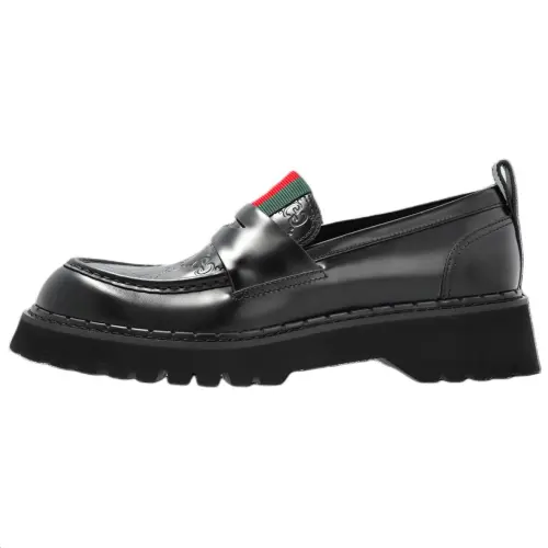 GUCCI Leather Loafers Men's Black