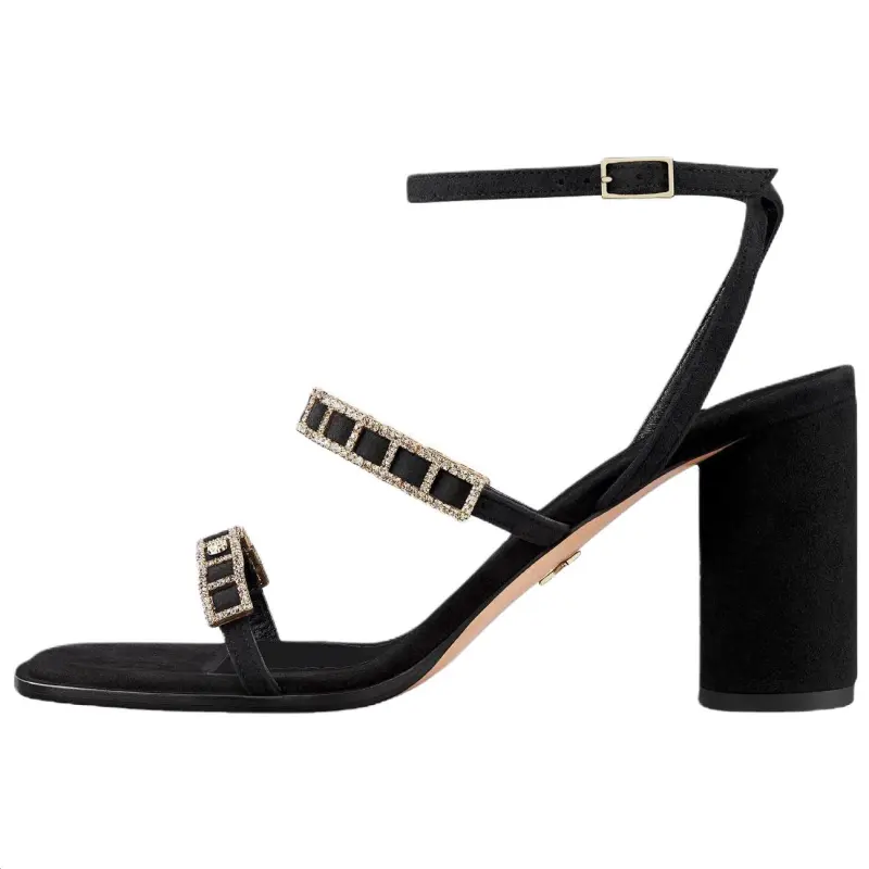 DIOR Diorissime Suede One Strap Sandals 8cm Women's Black