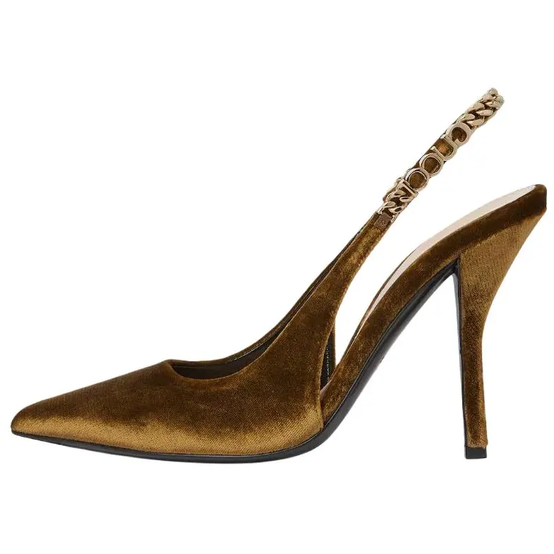 GUCCI Signoria Slim Heel High Heels 10.5cm Women's Brown