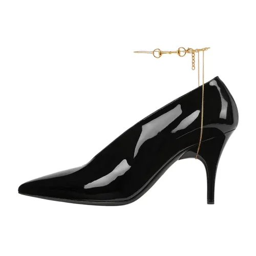 GUCCI 97 Patent Leather Slim Heel High Heels 8.5cm Women's Black