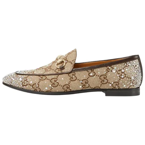 GUCCI Jordaan Loafers Women's Beige Brown