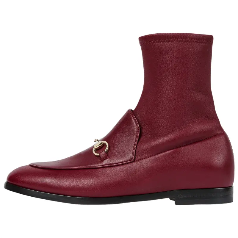 GUCCI Jordaan Leather Ankle Boots Women's Red