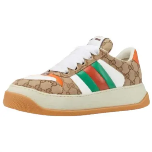 GUCCI Screener GG Low top Skateboard Shoes Men's Dark Brown