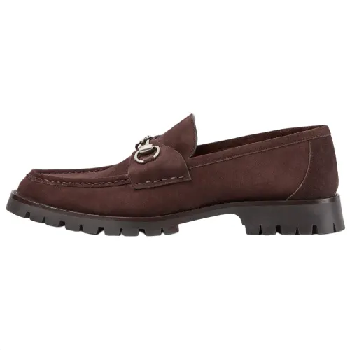 GUCCI Horsebit Suede Loafers Men's Red