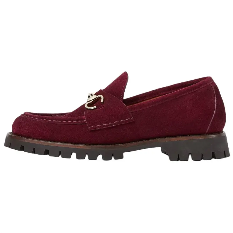 GUCCI Leather, Suede Loafers 1.5cm Women's Red