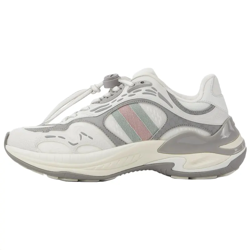 GUCCI 2.0 Mesh, Leather Low top Casual Shoes Women's White Gray