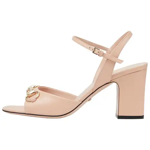 GUCCI Horsebit Leather One Strap Sandals 7.5cm Women's Pink