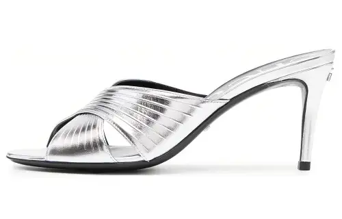 GUCCI Slide Slippers 8cm Women's Silver