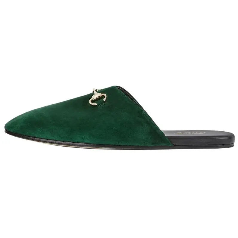 GUCCI Horsebit Closed Toe Slippers Men's Green