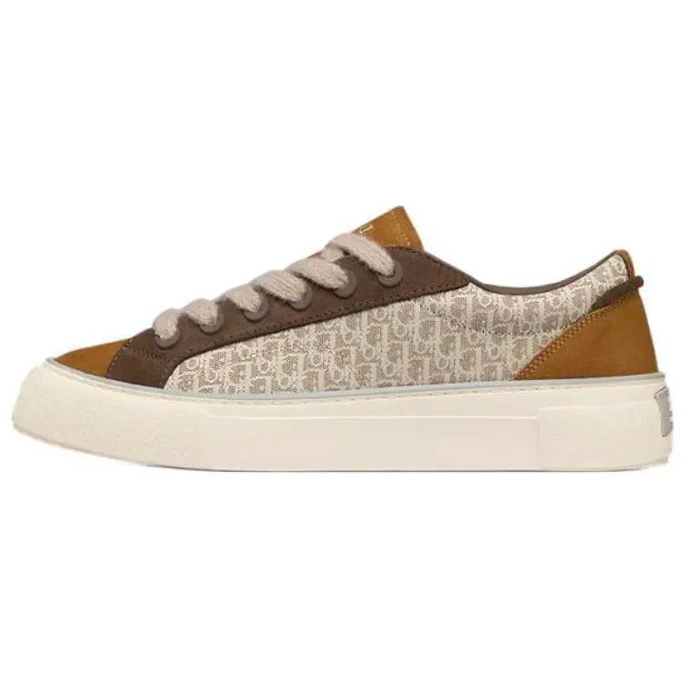 DIOR B33 Platform Shoes Cow Leather Low top Skateboard Shoes Men's Brown
