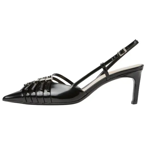 GUCCI Leather Slim Heel High Heels 6.5cm Women's Black