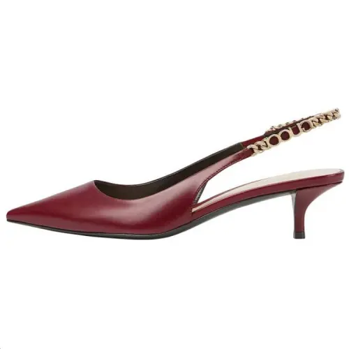 GUCCI Signoria Leather Slim Heel High Heels 4.3cm Women's Red