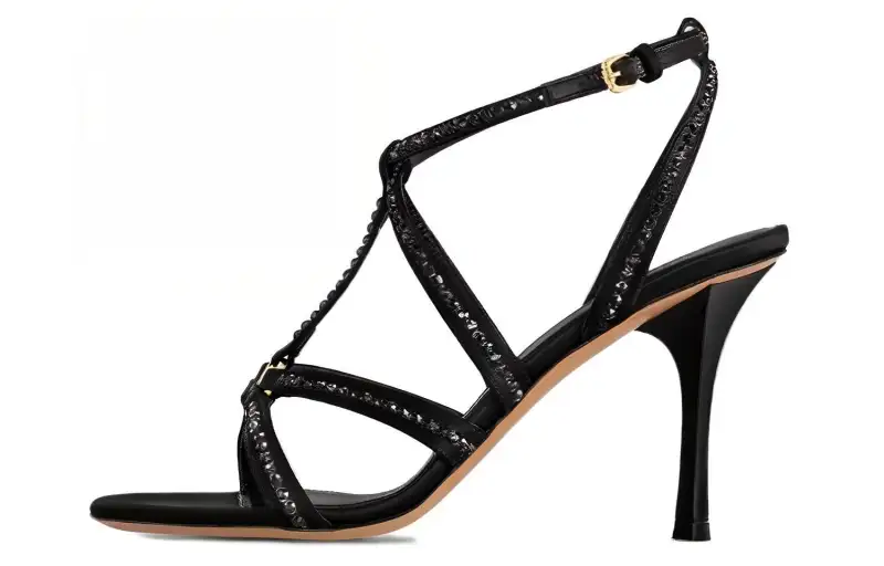 LOUIS VUITTON Stellar One Strap Sandals 9cm Women's Black