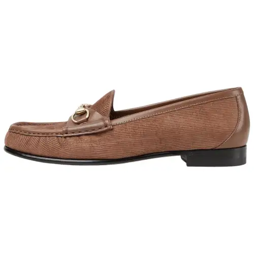 GUCCI Horsebit 1953 Corduroy Loafers Women's Brown