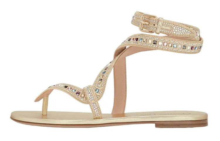DIOR Poison D Cotton Fabric Stylish Sandal Women's Gold