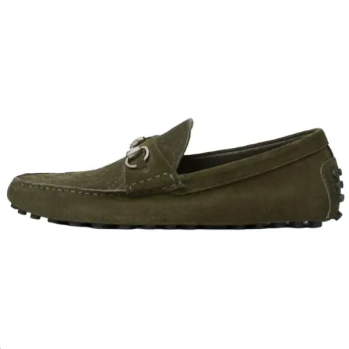 GUCCI Horsebit Suede Loafers Men's Green