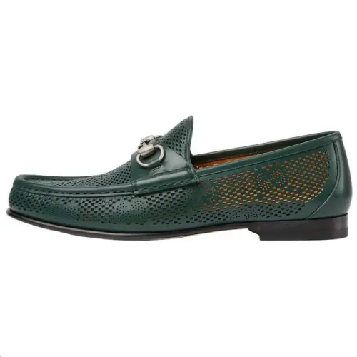 GUCCI Horsebit 1953 Leather Casual Shoes Men's Green
