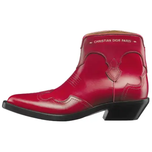 DIOR Leather Ankle Boots 4.5cm Women's Red
