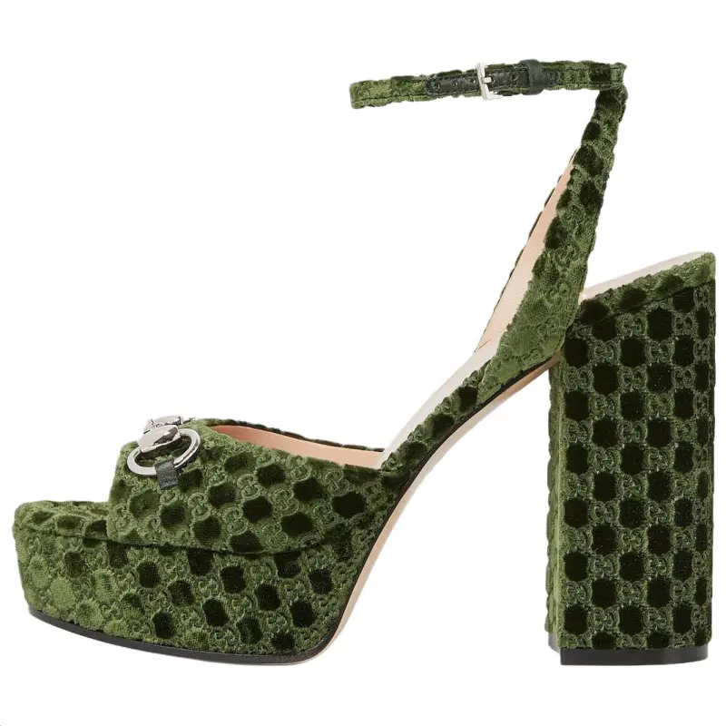 GUCCI Horsebit One Strap Sandals 11.5cm Women's Green