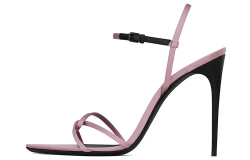 SAINT LAURENT Clara Satin One Strap Sandals 11cm Women's Pink