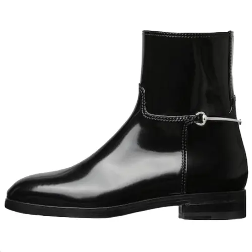 GUCCI Horsebit Leather Ankle Boots Women's Black