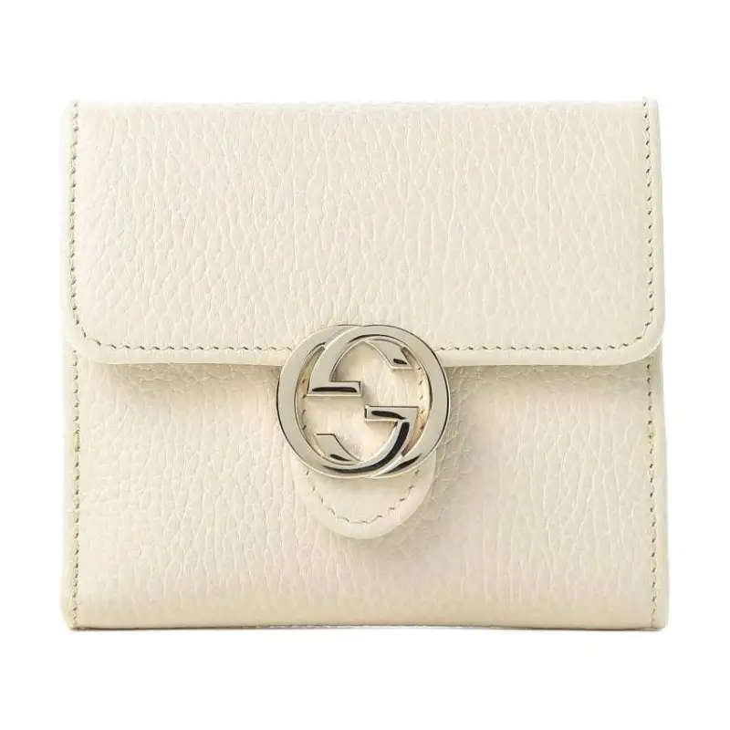 GUCCI Leather Wallet Women's White
