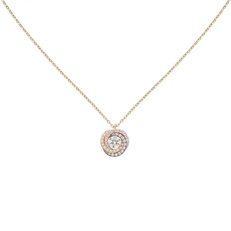 CARTIER Trinity Series Diamond Necklaces Unisex Multicolor