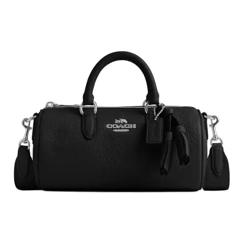 COACH Lacey Cow Leather Boston Bag, Handbag, Shoulder Bag, Crossbody Bag Small Women's Black