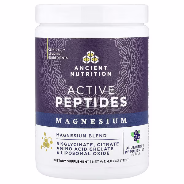 Ancient Nutrition, Active Peptides, Магни, Blueberry Peppermint, 4.83 oz (137 g)
