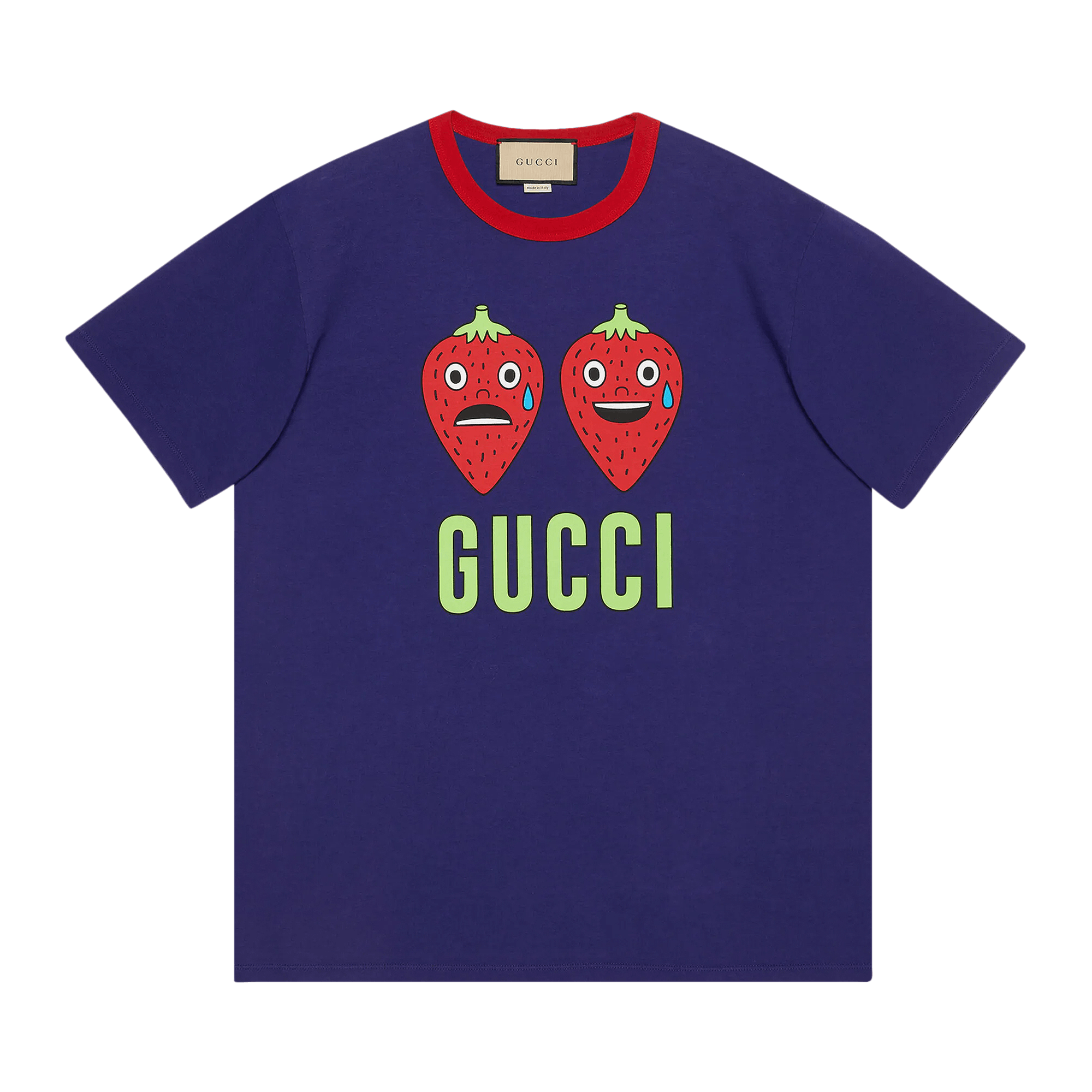 Gucci Strawberry Print Cotton T-Shirt 'Dark Blue'