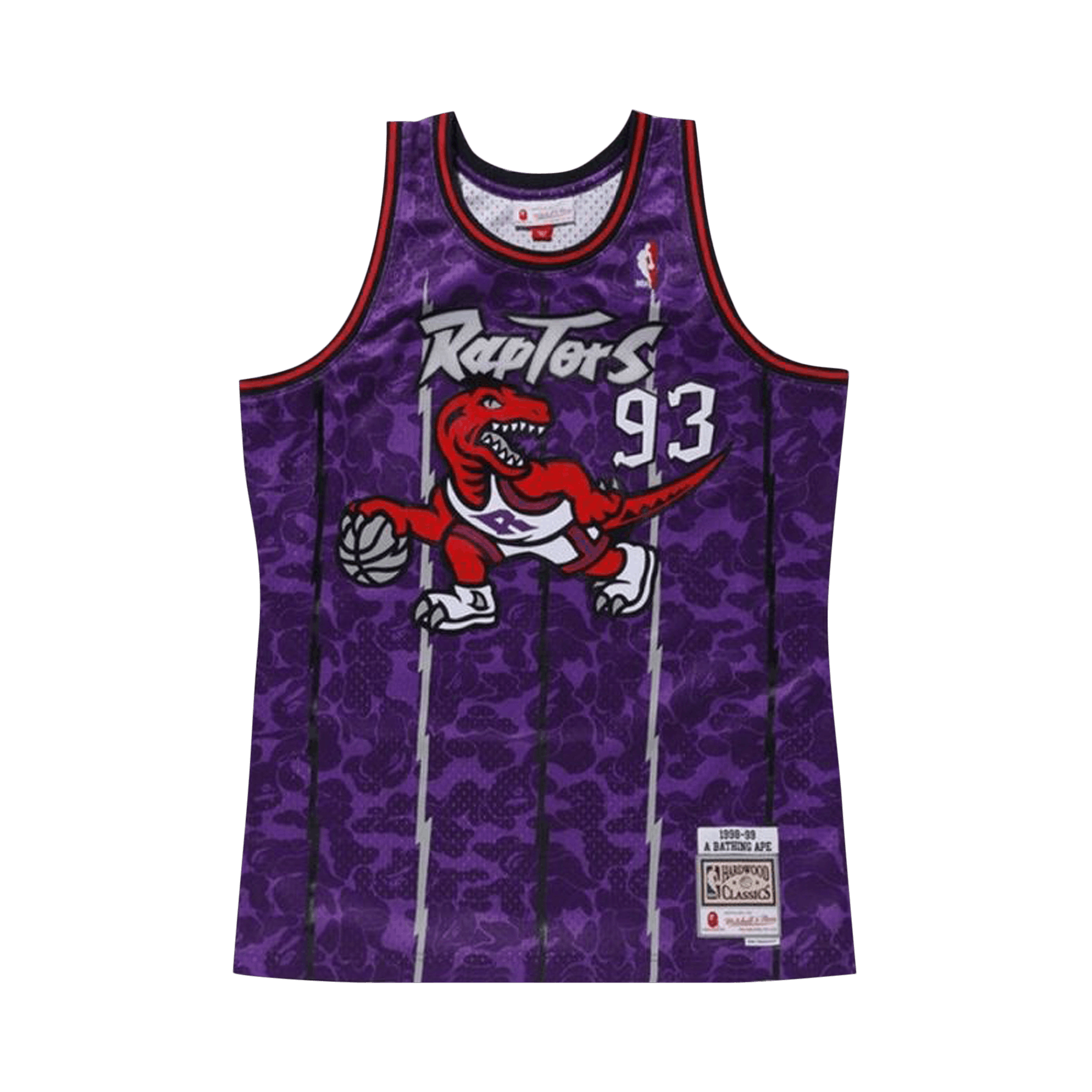 BAPE x Mitchell & Ness Raptors Camo Basketball Swingman Jersey 'Purple'