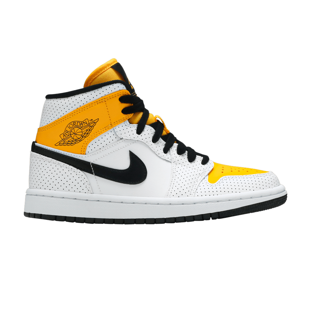 Wmns Air Jordan 1 Mid 'Perforated - White University Gold'