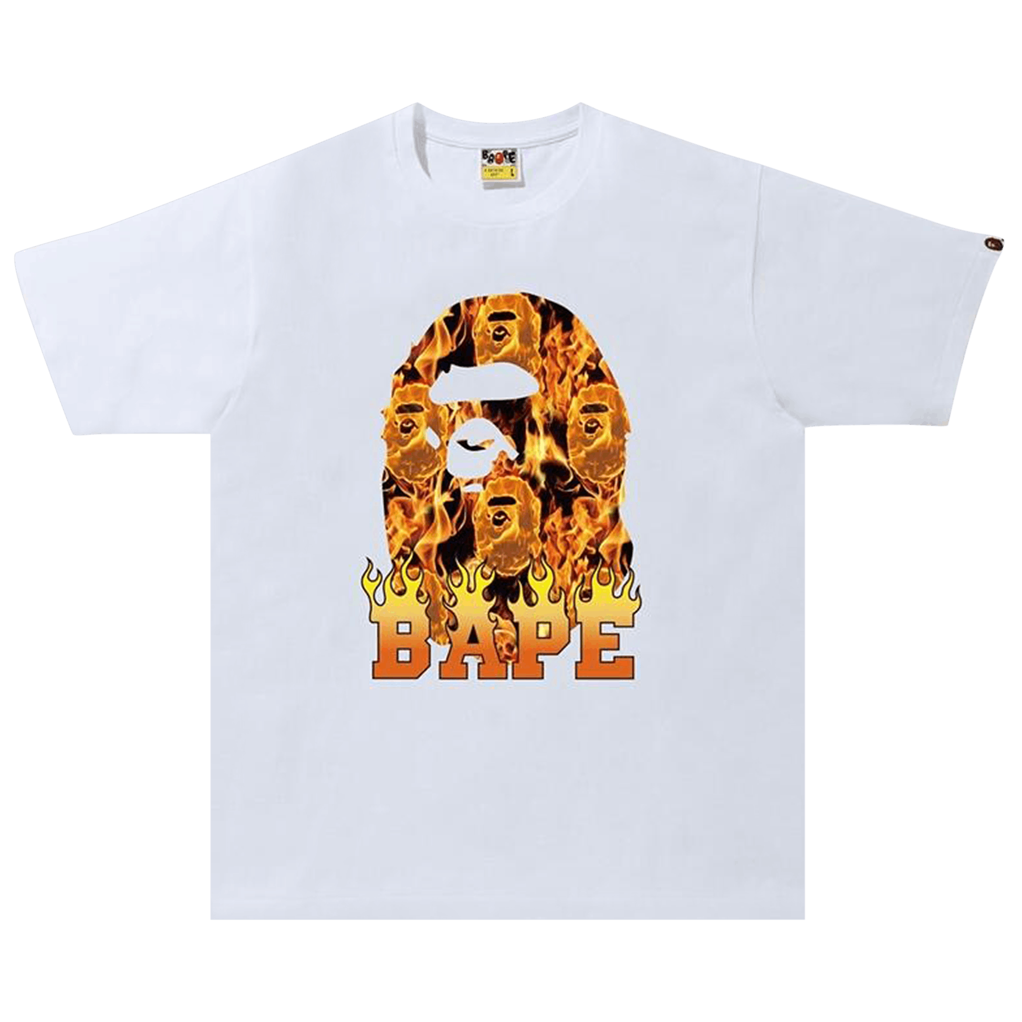 BAPE Bape Ape Head Flame Tee White/Orange 'White/Orange'