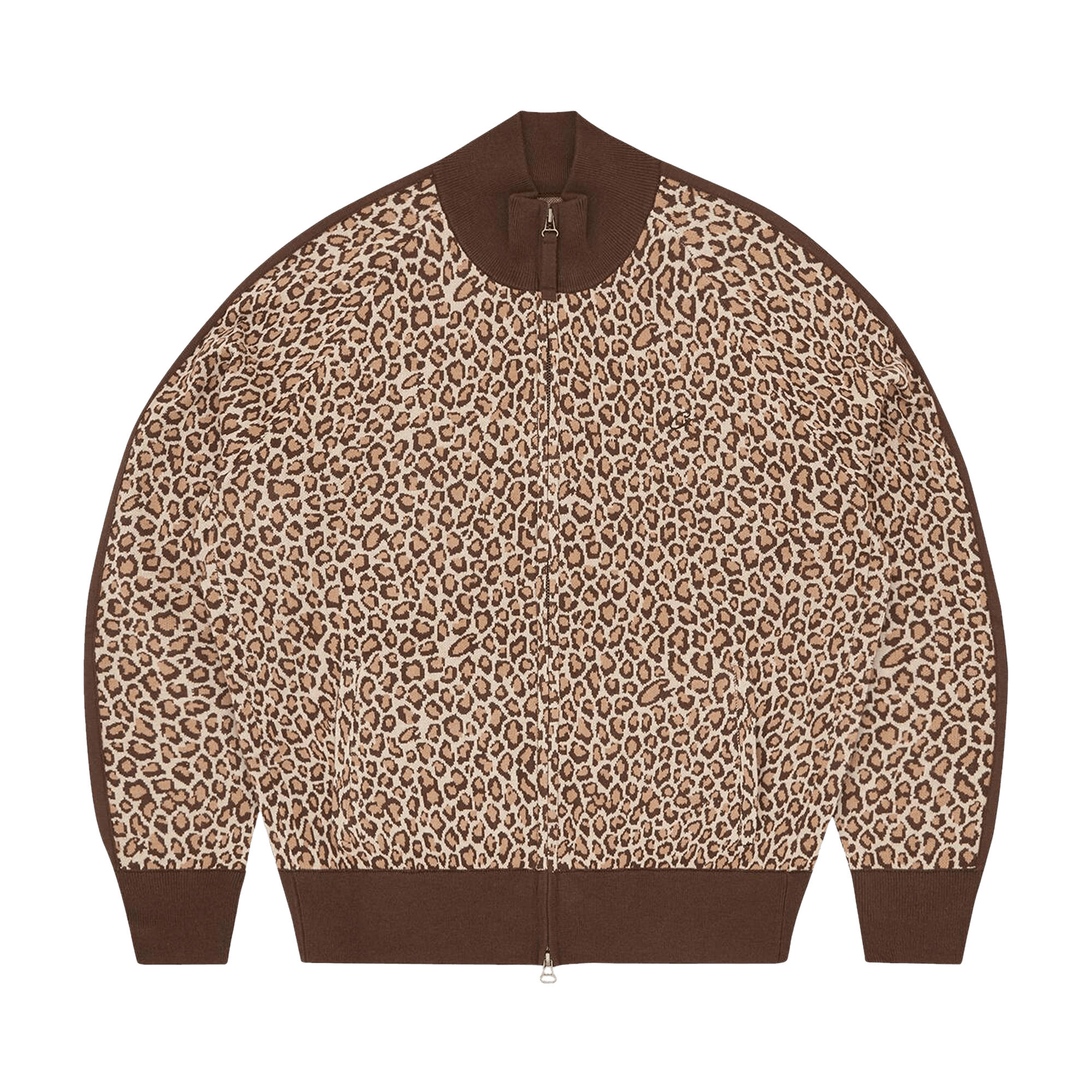 Corteiz VVS Leopard Jacquard Knit Zip Up 'Brown'