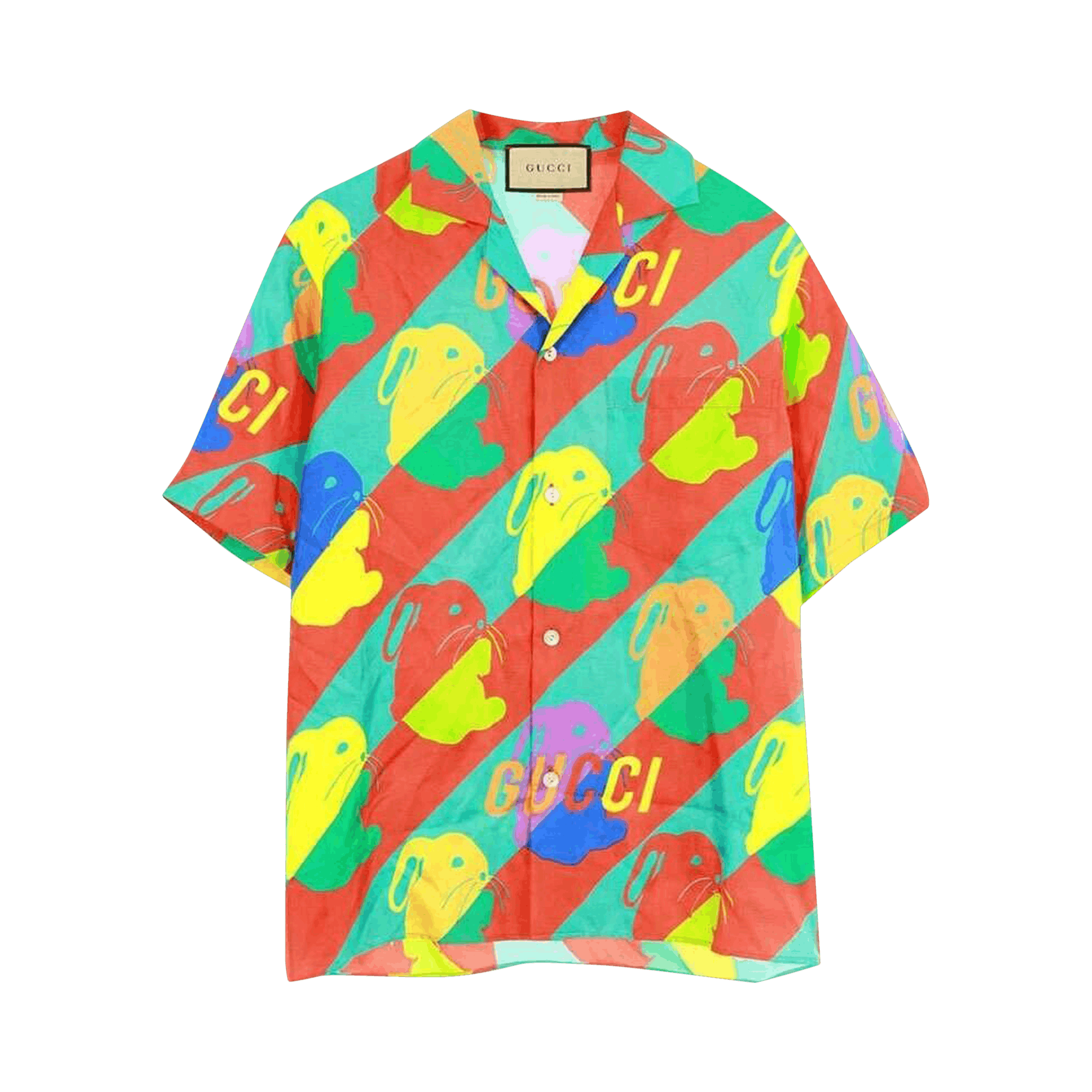 Gucci Camp Collar Bunny Print Shirt 'Multicolor'